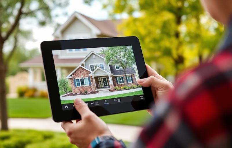 Diagnostiqueur immobilier : tablette et box 5G sur le terrain